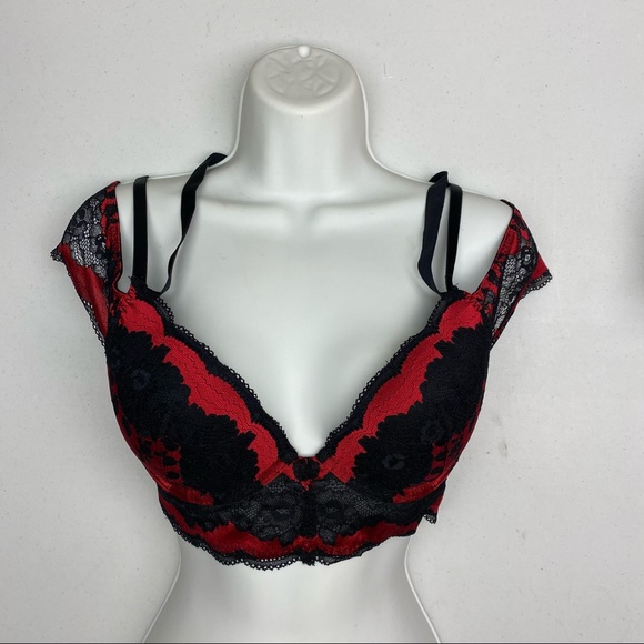 La SENZA Other - LS BLK/RED Longline with Sleeves, 34C. *P1011
